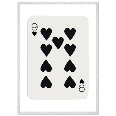 Minimalist Nine of Hearts Poker Card Print - Mounted Framed Eco-Friendly Wall Art in Various Sizes & Frame Finishes - Vibrantwalls