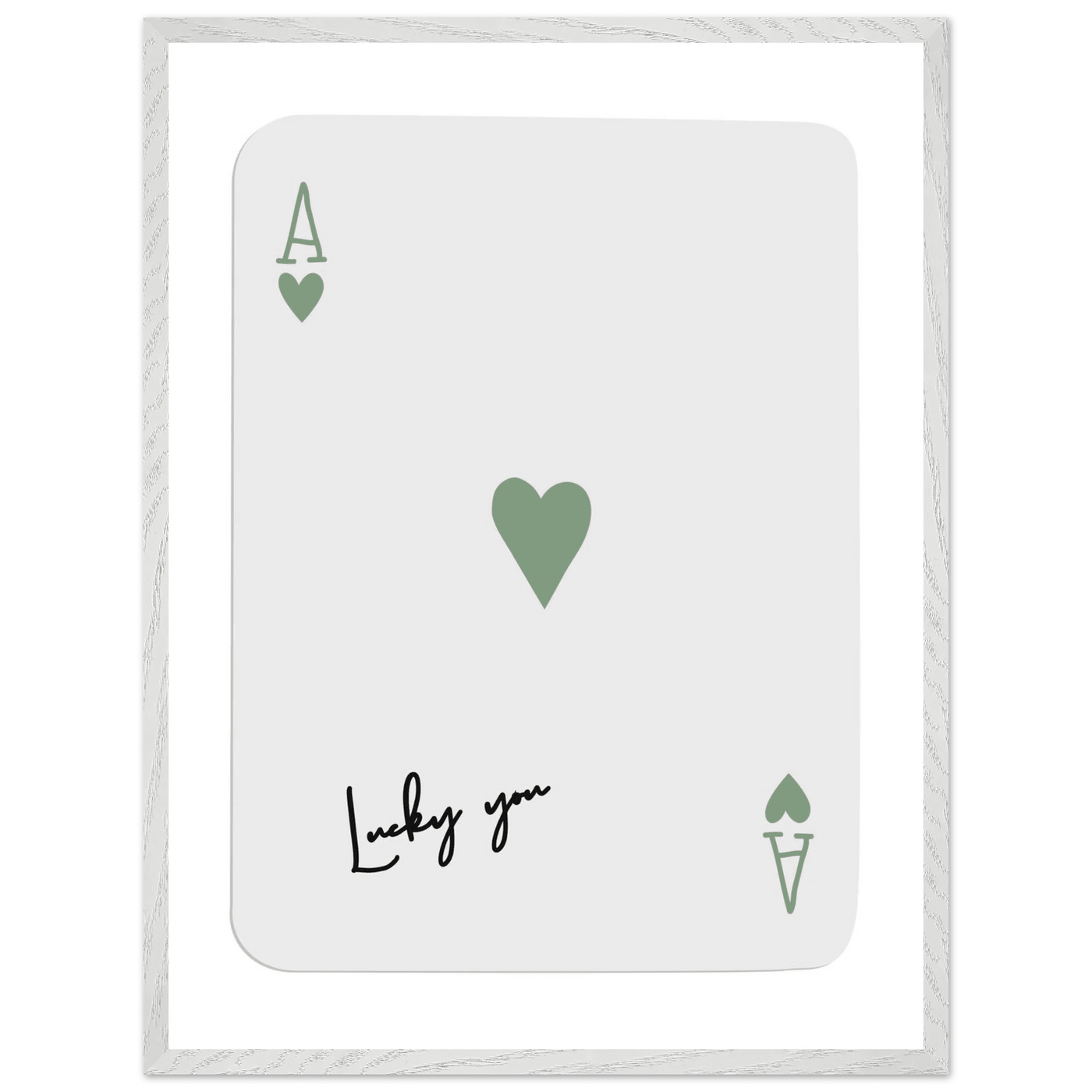 Lucky You Ace of Hearts Poker Card Print - Mounted Framed Poster Art, Eco-Friendly Wood Frame - Vibrantwalls
