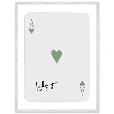 Lucky You Ace of Hearts Poker Card Print - Mounted Framed Poster Art, Eco-Friendly Wood Frame - Vibrantwalls