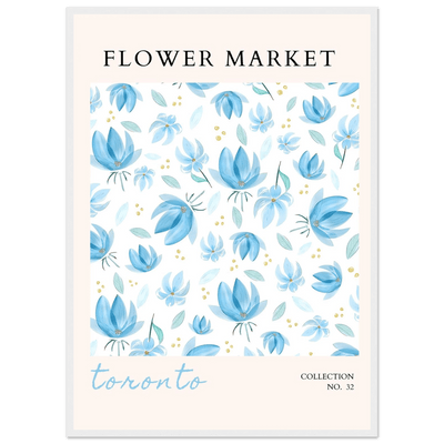 Toronto Flower Market Wall Art – Delicate Blue Floral & Gold Dot Prints | Framed & Ready-to-Hang - Vibrantwalls