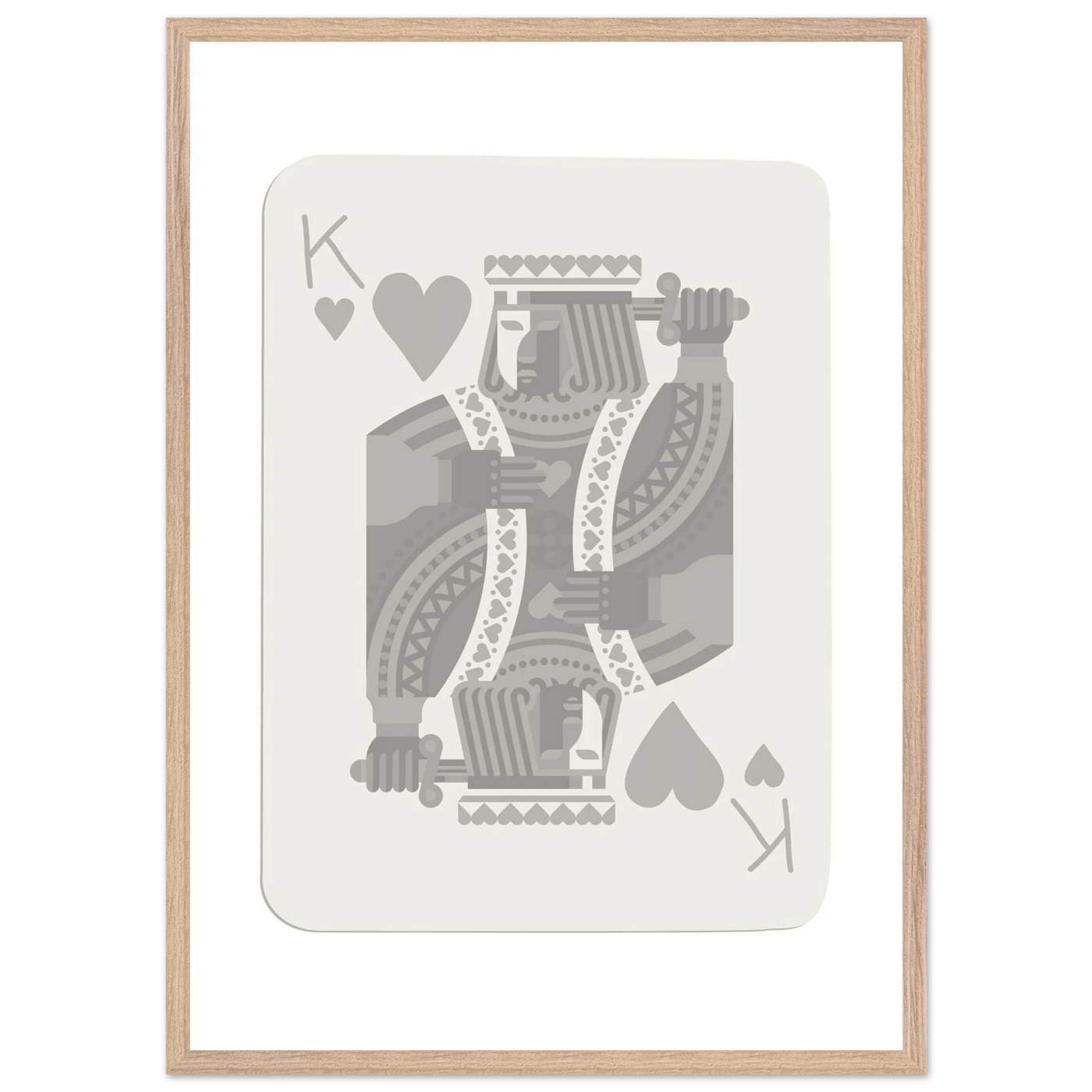 King of Hearts Poker Card Print - Modern Art Framed Poster, Eco-Friendly Wood Frame in Your Choice of Finish - Vibrantwalls
