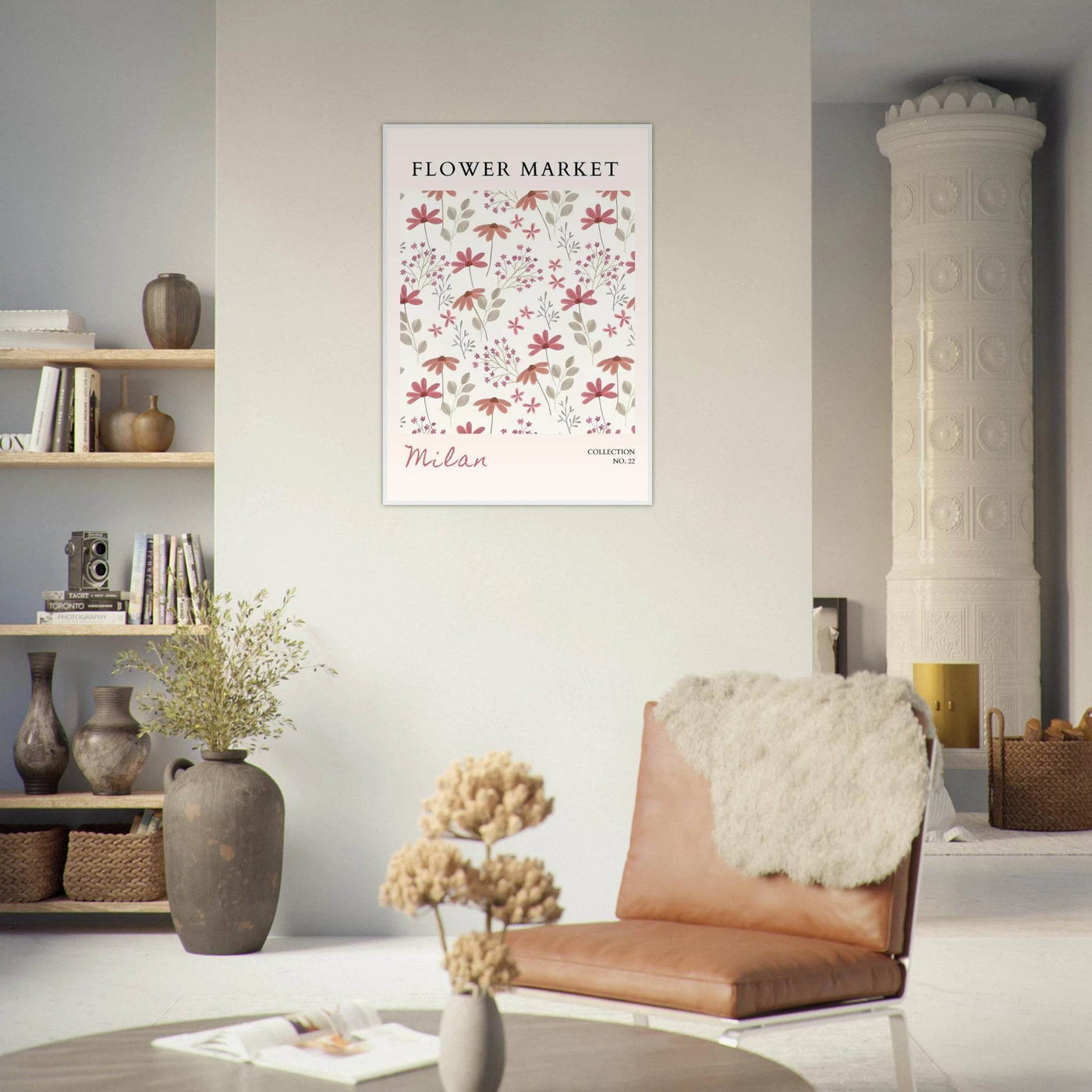 Milan Flower Market Framed Poster – Blush & Sage Floral Art Print | Ready-to-Hang Wall Decor - Vibrantwalls