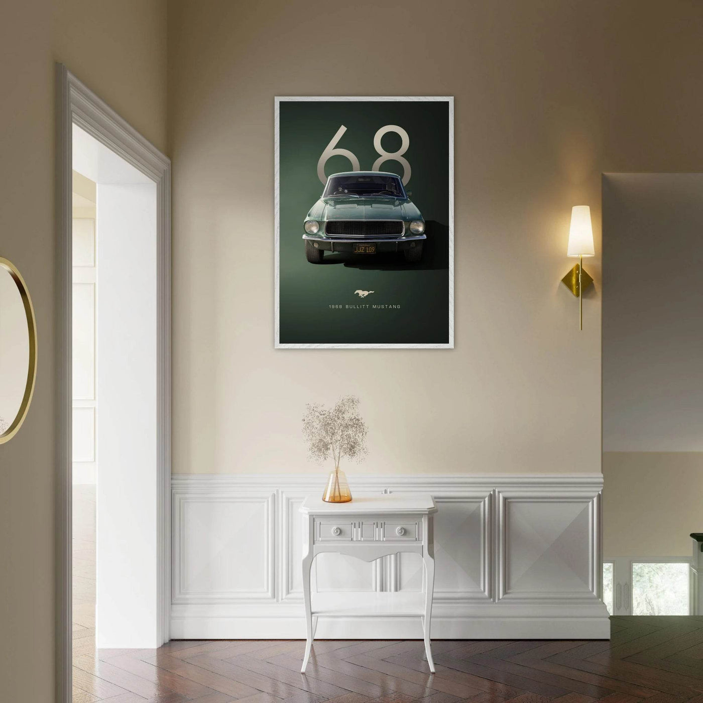 1968 Bullitt Mustang GT - 50th Anniversary Framed Poster | Iconic Automotive Art, Ready-to-Hang - Vibrantwalls