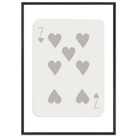 Minimalist Poker Card Print - Seven of Hearts - Mounted Eco-Friendly Framed Art, Custom Sizes & Finishes - Vibrantwalls