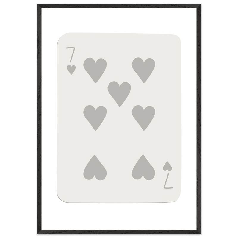 Minimalist Poker Card Print - Seven of Hearts - Mounted Eco-Friendly Framed Art, Custom Sizes & Finishes - Vibrantwalls