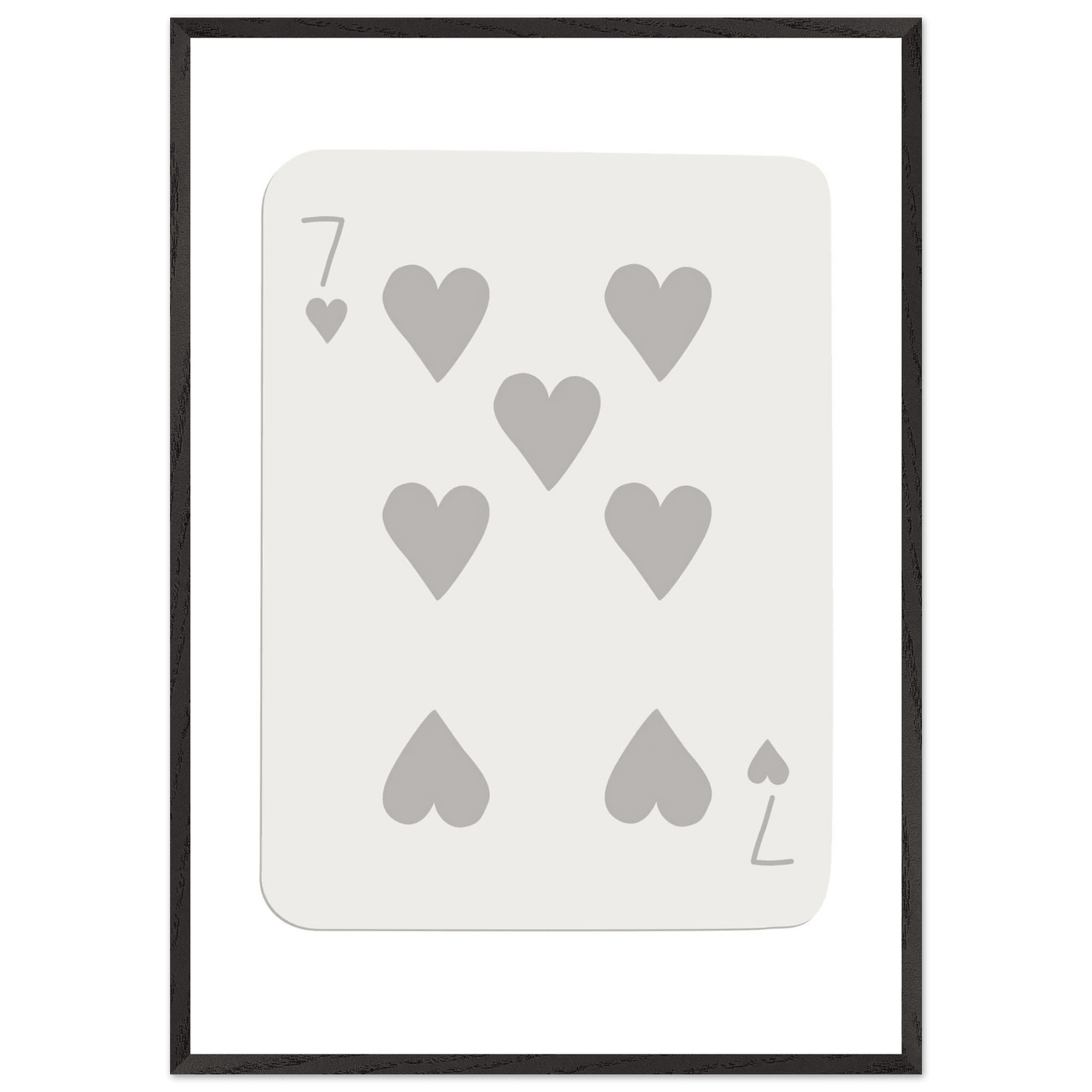Minimalist Poker Card Print - Seven of Hearts - Mounted Eco-Friendly Framed Art, Custom Sizes & Finishes - Vibrantwalls