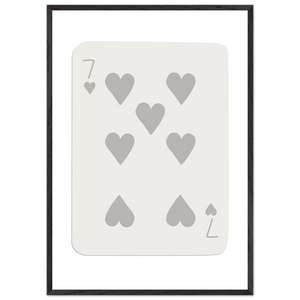 Minimalist Poker Card Print - Seven of Hearts - Mounted Eco-Friendly Framed Art, Custom Sizes & Finishes - Vibrantwalls