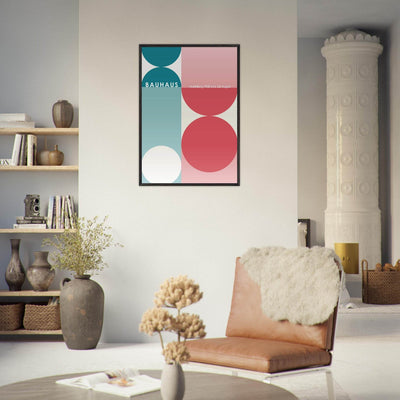 Bauhaus Retro Art Print in Teal and Coral for Unique Retro Decor - Vibrantwalls