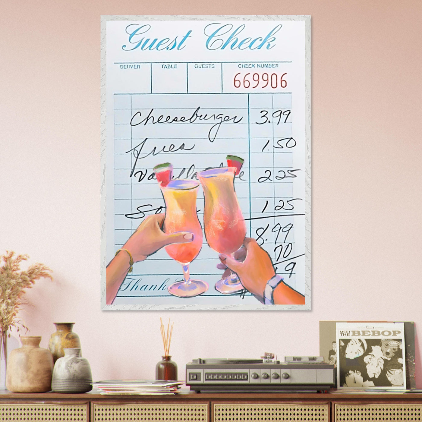 Retro Diner Cocktail "Guest Check" Vibrantwalls