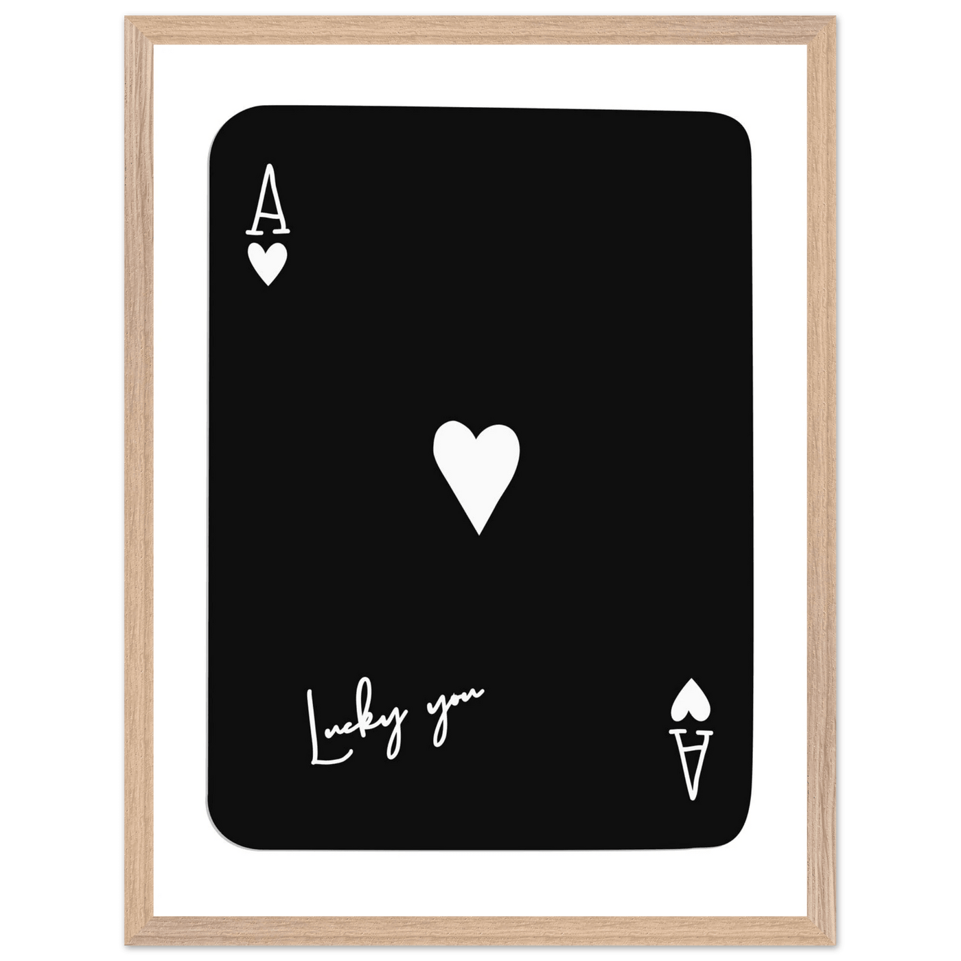 Minimalist Ace of Hearts Poker Card Print - Lucky You Framed Poster Art, Eco-Friendly Wood Frame - Vibrantwalls