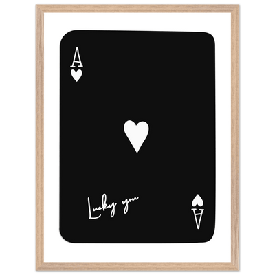 Minimalist Ace of Hearts Poker Card Print - Lucky You Framed Poster Art, Eco-Friendly Wood Frame - Vibrantwalls