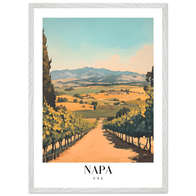 Napa Valley Vineyard Framed Poster – Vintage Travel Wall Art with Wooden Frame - Vibrantwalls
