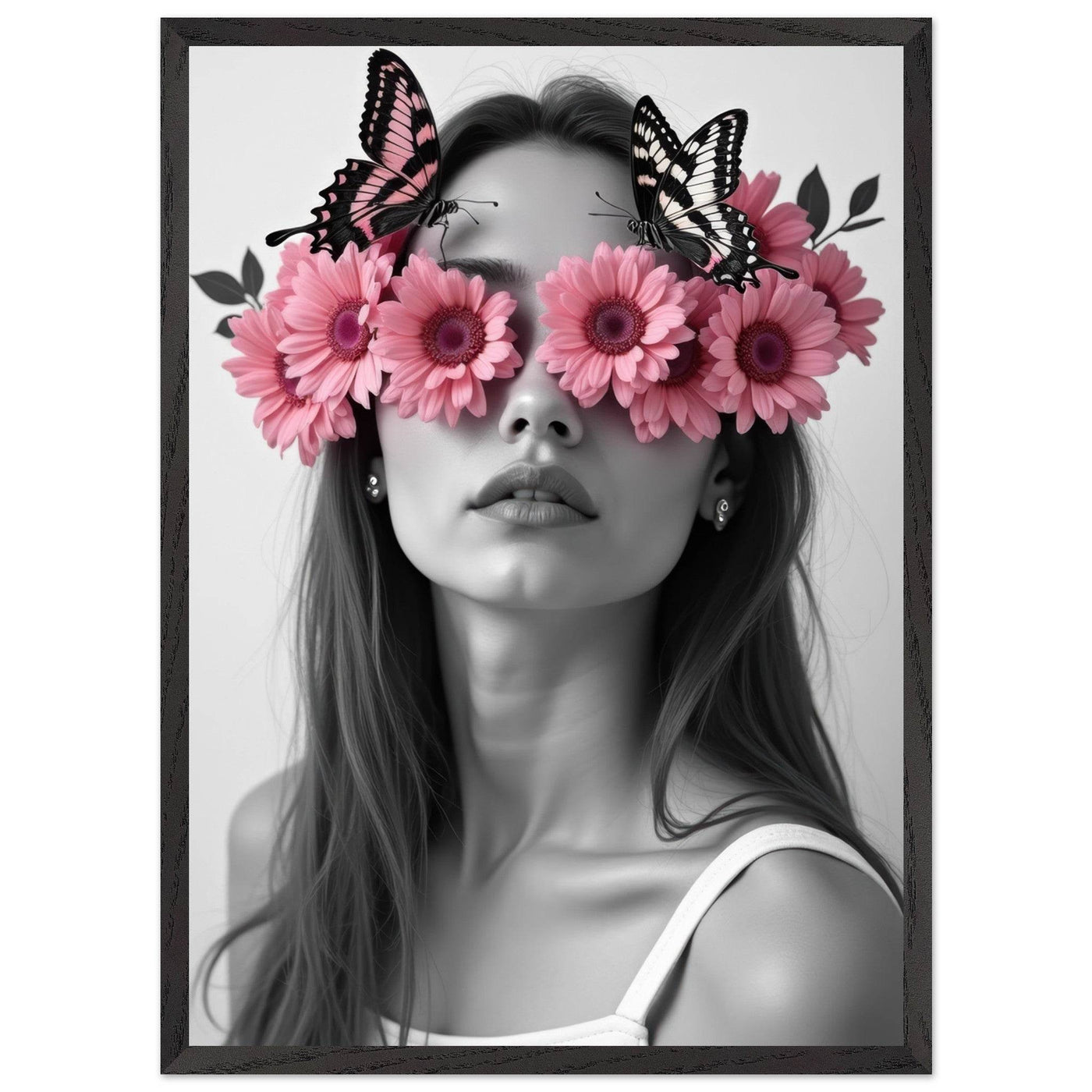 Woman With Flowers Decor - Elegant Floral Art for Home Decor - Vibrantwalls