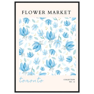 Toronto Flower Market Wall Art – Delicate Blue Floral & Gold Dot Prints | Framed & Ready-to-Hang - Vibrantwalls