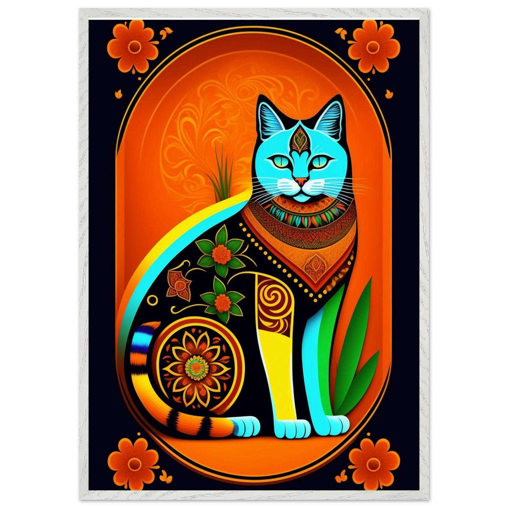 Boho Chic Cat Art Cubism Style Abstract Geometric Poster Wall Art - Vibrantwalls