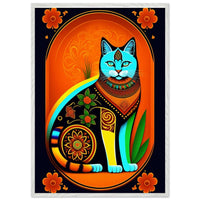 Boho Chic Cat Art Cubism Style Abstract Geometric Poster Wall Art - Vibrantwalls