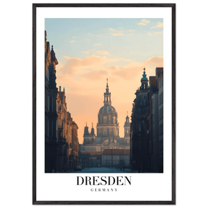 Dresden Germany Framed Poster – Warm Sunset Cityscape Wall Art with Wooden Frame Options - Vibrantwalls