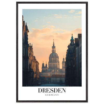 Dresden Germany Framed Poster – Warm Sunset Cityscape Wall Art with Wooden Frame Options - Vibrantwalls