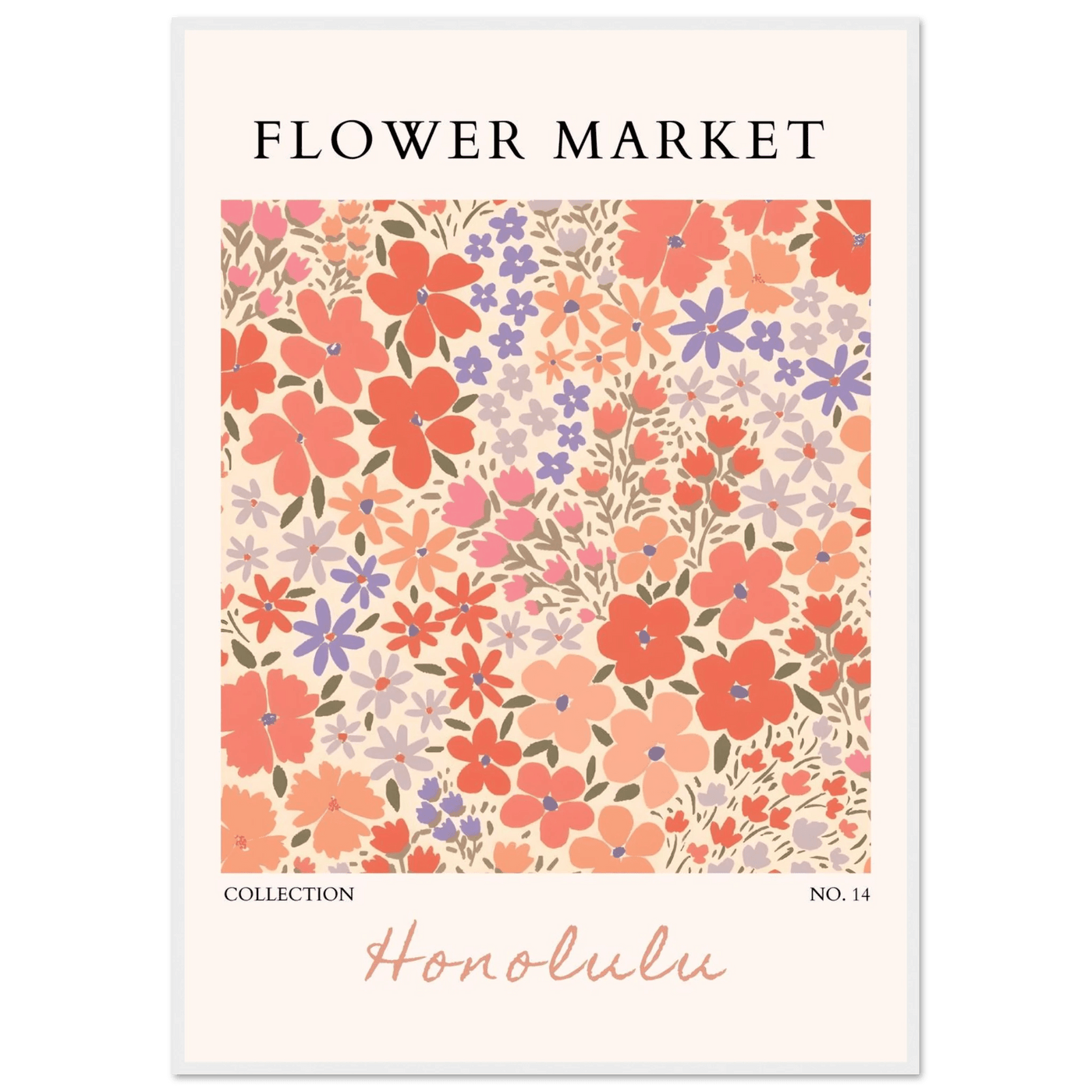 Flower Market Honolulu Framed Poster – Vibrant Floral Art Print | Ready-to-Hang Wall Decor - Vibrantwalls
