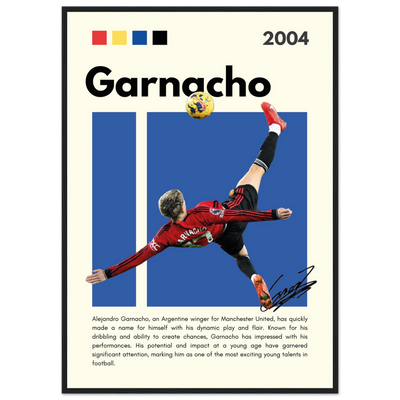 Alejandro Garnacho Manchester United Dynamic Football Poster A1 (59.4 x 84.1 cm) Black frame Vibrantwalls
