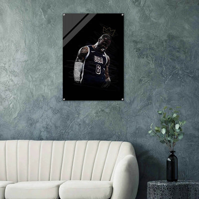 LeBron James 'King' Sketch Acrylic Print – Dynamic, Modern Sports Wall Art in Multiple Sizes - Vibrantwalls