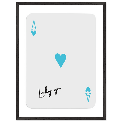 Ace of Hearts Poker Card Print - 'Lucky You' Framed Art, Eco-Friendly Wood Frame in Custom Finish - Vibrantwalls