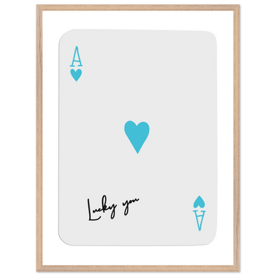 Ace of Hearts Poker Card Print - 'Lucky You' Framed Art, Eco-Friendly Wood Frame in Custom Finish - Vibrantwalls