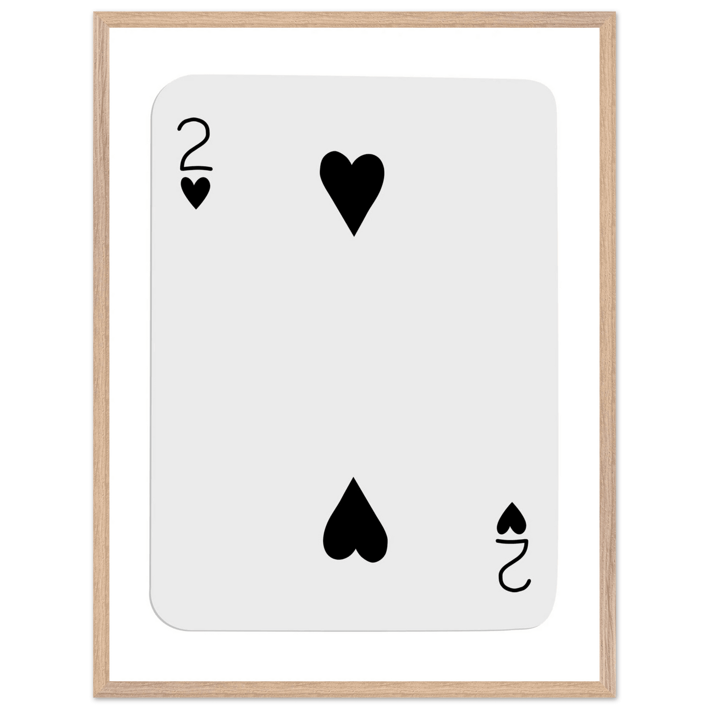 Two of Hearts Poker Card Print - Framed Wall Art, Eco-Friendly Wood Frame in Multiple Sizes & Finishes - Vibrantwalls