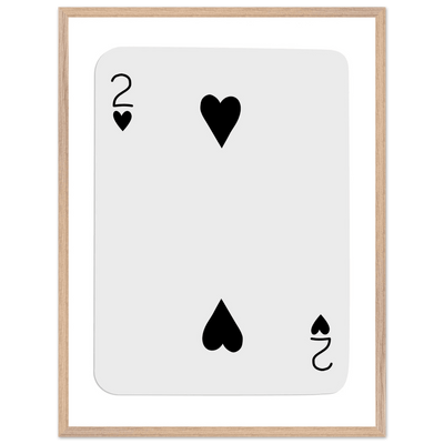 Two of Hearts Poker Card Print - Framed Wall Art, Eco-Friendly Wood Frame in Multiple Sizes & Finishes - Vibrantwalls
