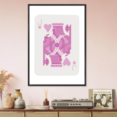 Jack of Hearts Poker Card Print - Eclectic Pink Framed Art - Eco-Friendly Wood Frame, Ready-to-Hang Decor - Vibrantwalls