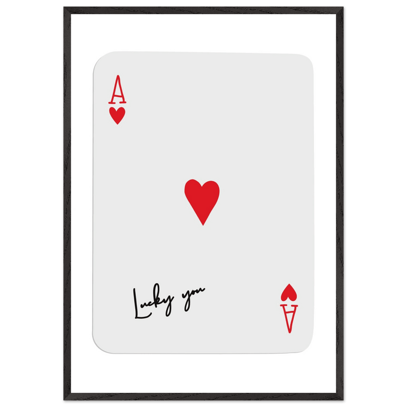 Lucky You Ace of Hearts Custom Playing Cards Framed Poster Wall Art - Vibrantwalls
