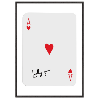 Lucky You Ace of Hearts Card Print - Framed Poker Art, Modern Design, Eco-Friendly Wood Frame - Vibrantwalls