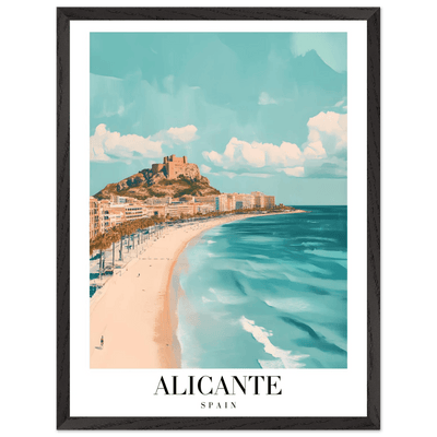 Alicante Spain Framed Poster – Vintage Coastal Wall Art with Azure Blues & Sandy Hues - Vibrantwalls