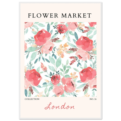 London Flower Market Blush Sage Floral Watercolor - Wall Art - Vibrantwalls