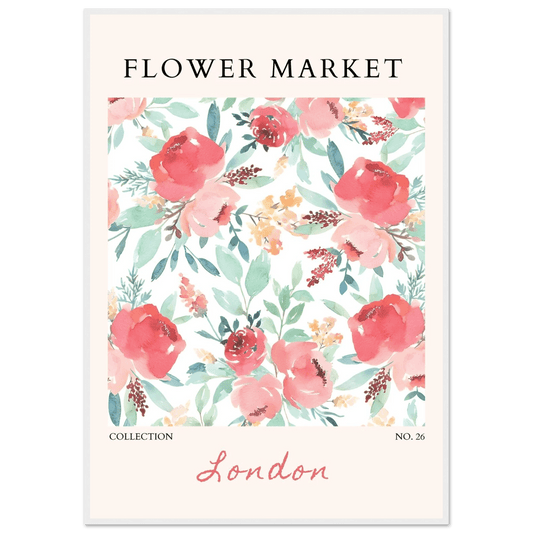 London Flower Market Blush Sage Floral Watercolor - Wall Art - Vibrantwalls