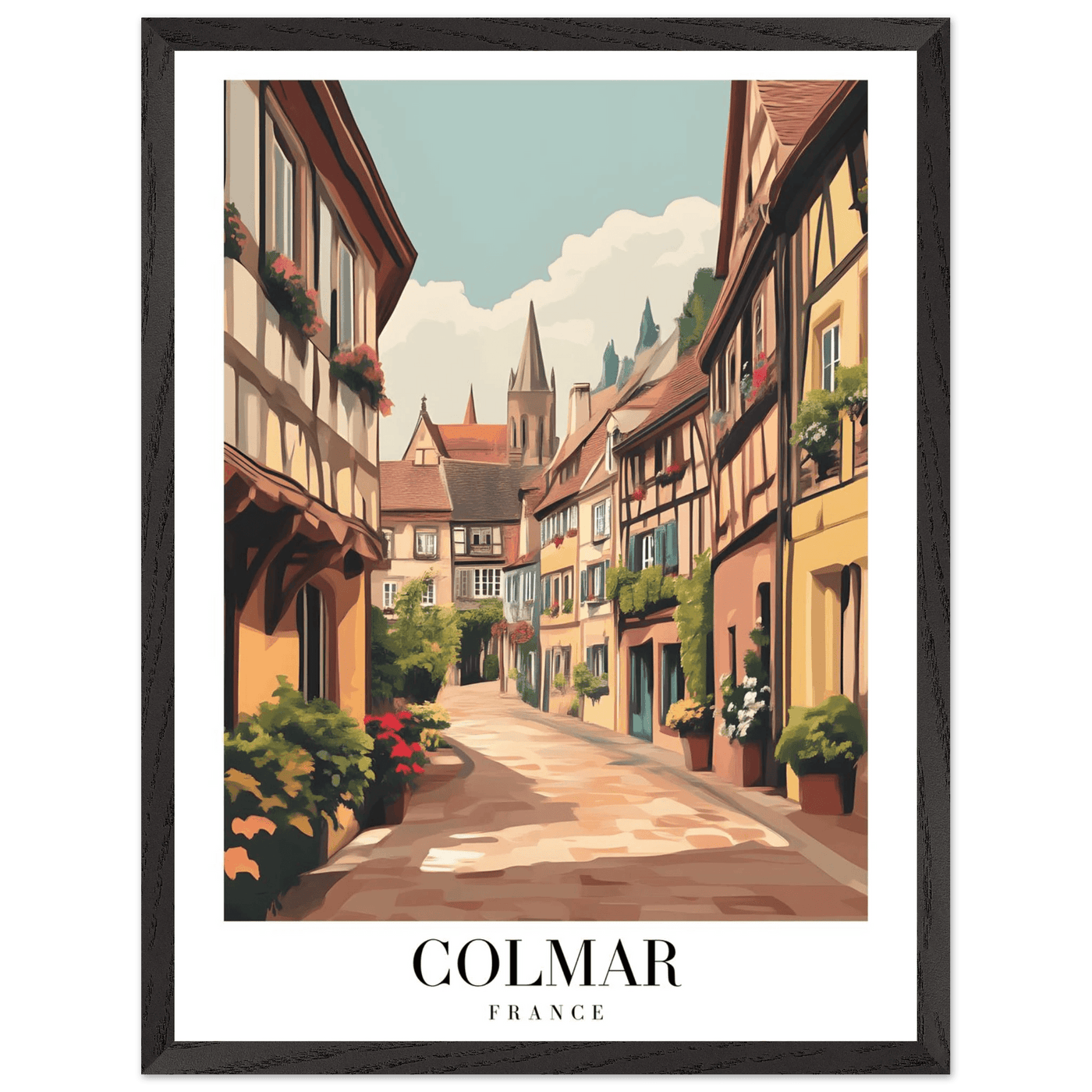 Colmar France Framed Poster – Vintage European Village Wall Art with Wooden Frame - Vibrantwalls