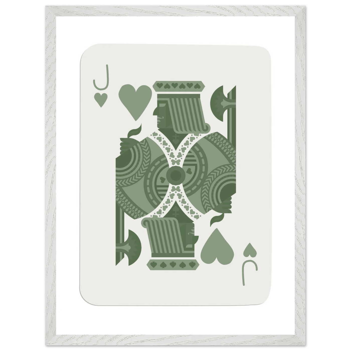 Minimalist Jack of Hearts Poker Card Print - Mounted Framed Eco-Friendly Art with Wood Frame - Vibrantwalls