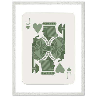 Minimalist Jack of Hearts Poker Card Print - Mounted Framed Eco-Friendly Art with Wood Frame - Vibrantwalls