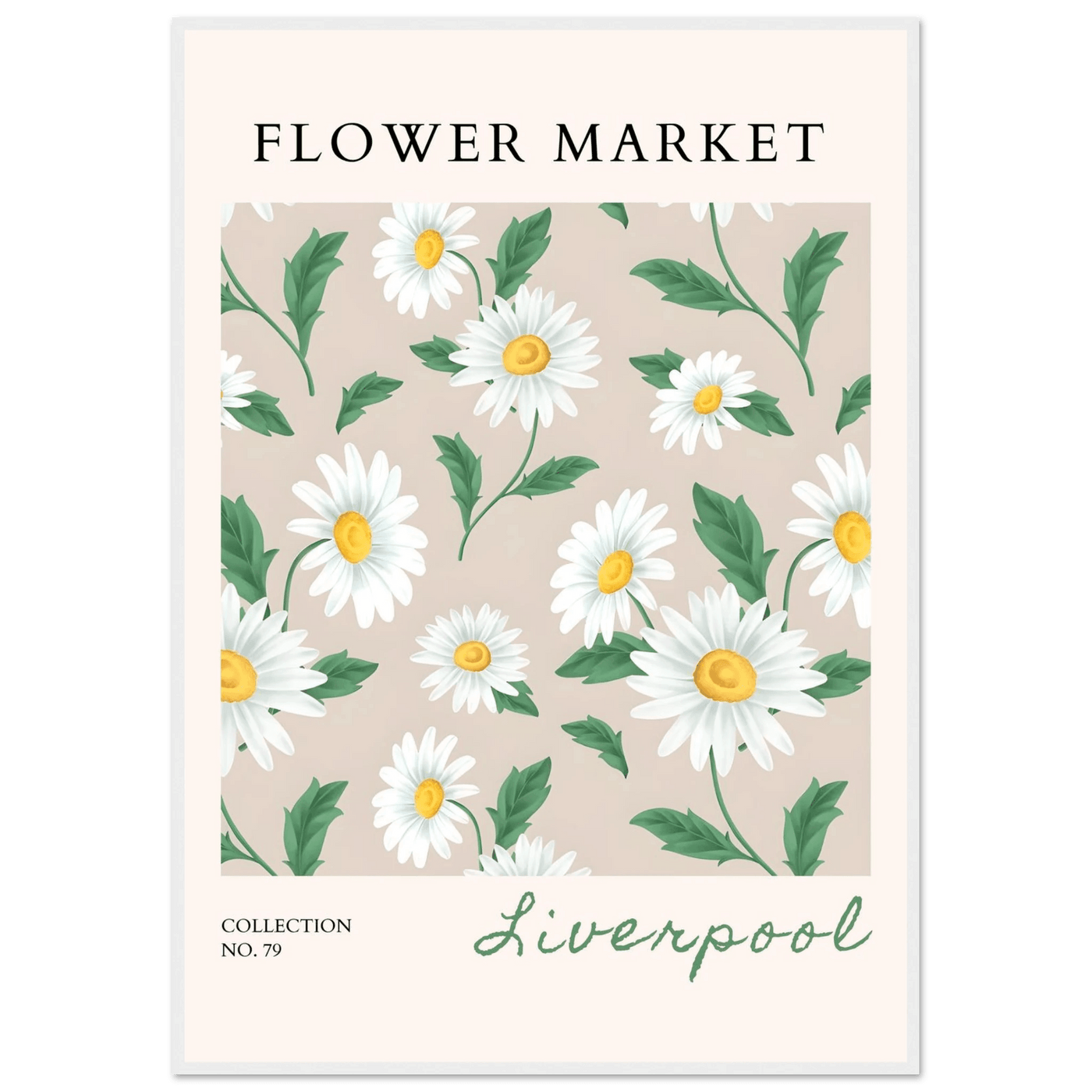 Charming Daisy Field Framed Poster – Botanical 'Flower Market' Art Print | Ready-to-Hang in Your Choice of Frame - Vibrantwalls