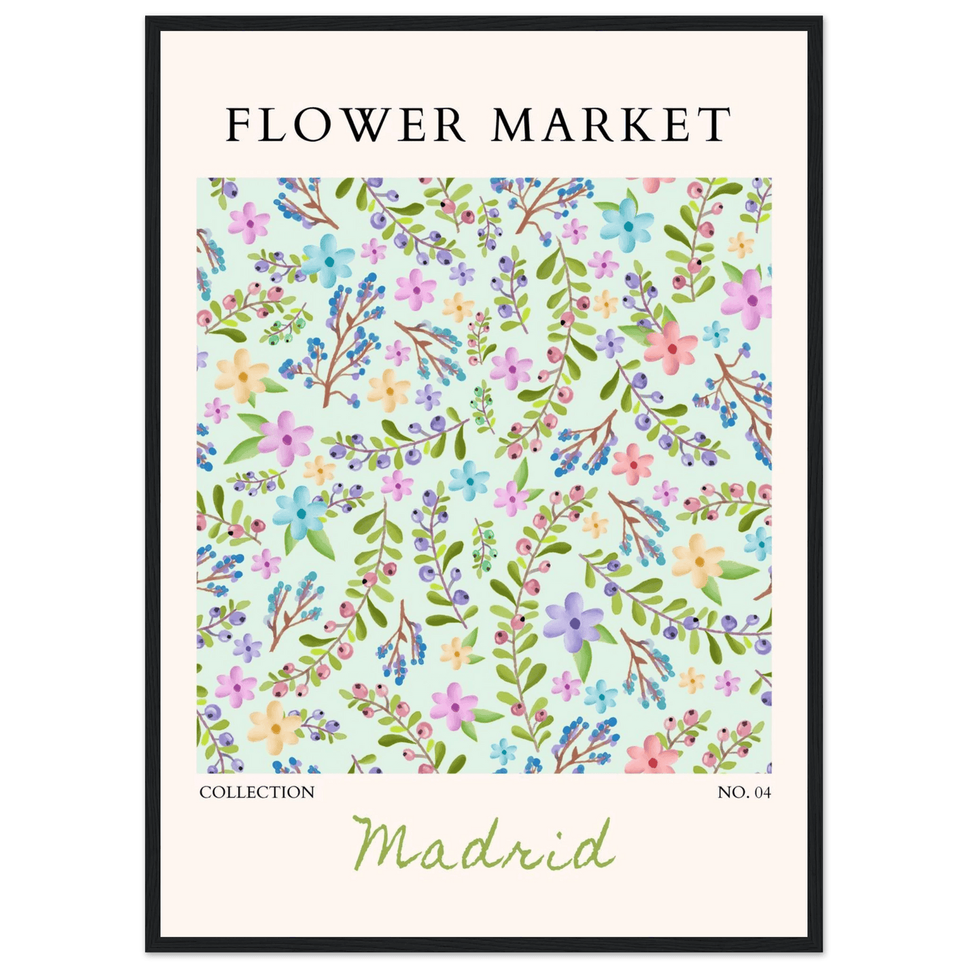 Flower Market Collection Framed Poster – Whimsical Floral & Berry Art Prints | Ready-to-Hang in Various Sizes - Vibrantwalls