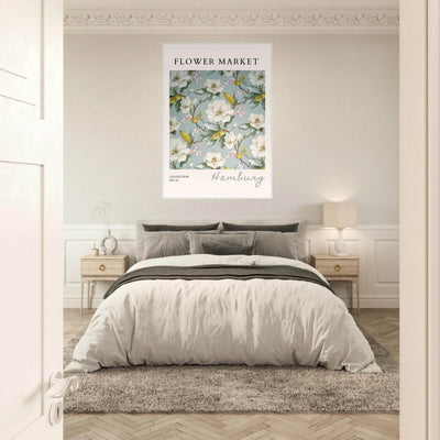 Hamburg 'Flower Market' Framed Poster – Elegant Magnolia & Cherry Blossom Art Print | Ready-to-Hang - Vibrantwalls