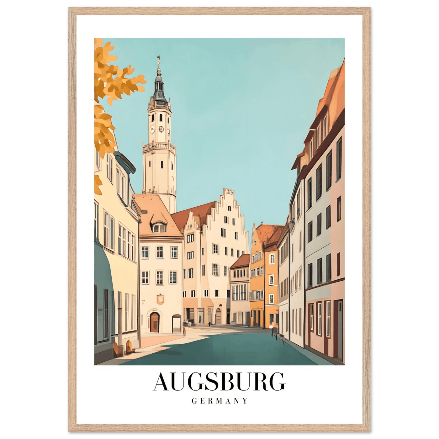 Augsburg Germany Framed Poster – Vintage European Cityscape Wall Art with Wooden Frame in Various Sizes - Vibrantwalls