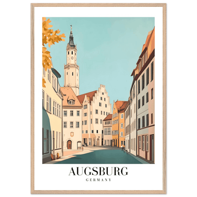 Augsburg Germany Framed Poster – Vintage European Cityscape Wall Art with Wooden Frame in Various Sizes - Vibrantwalls