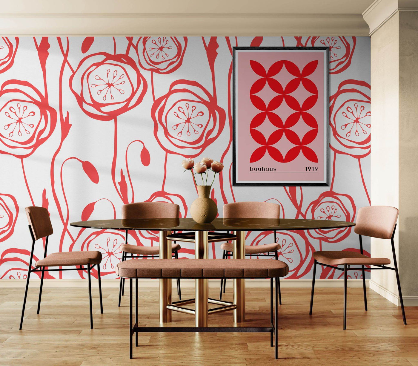 Bauhaus Minimalist Bold Red Geometric Design - Vibrantwalls