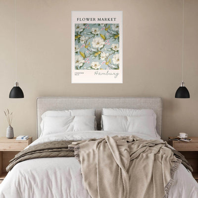 Hamburg 'Flower Market' Framed Poster – Elegant Magnolia & Cherry Blossom Art Print | Ready-to-Hang - Vibrantwalls
