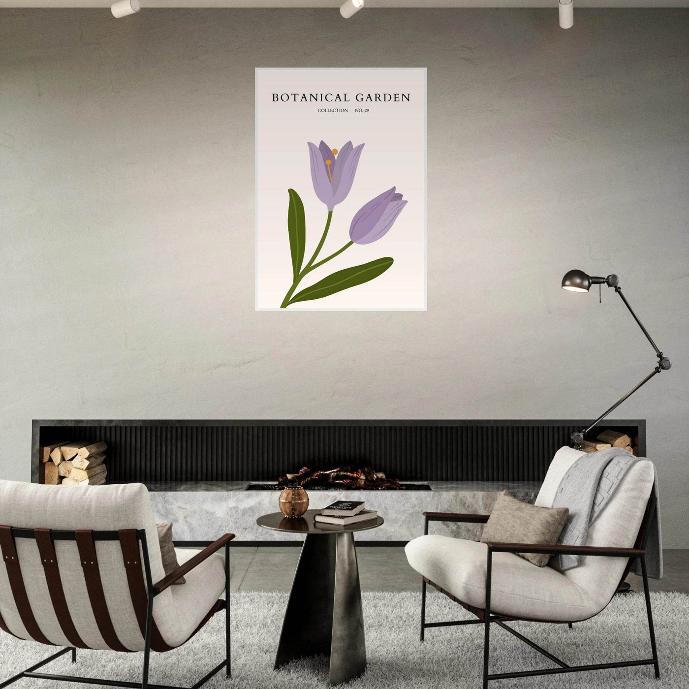 Botanical Garden Lavender Bloom Minimalist Framed Art - Vibrantwalls