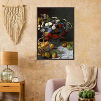 Still Life Wall Art Print of Flowers and Fruit for Elegant Home Decor - Vibrantwalls