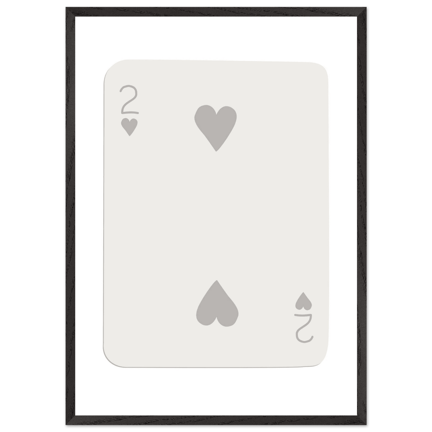 Minimalist Two of Hearts Poker Card Print - Mounted Framed Eco-Friendly Art for Modern Decor - Vibrantwalls
