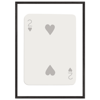 Minimalist Two of Hearts Poker Card Print - Mounted Framed Eco-Friendly Art for Modern Decor - Vibrantwalls