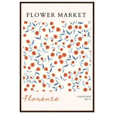 Florence Flower Market Art Print – Vibrant Orange Poppies & Blue Leaves | Framed & Ready-to-Hang Wall Art - Vibrantwalls